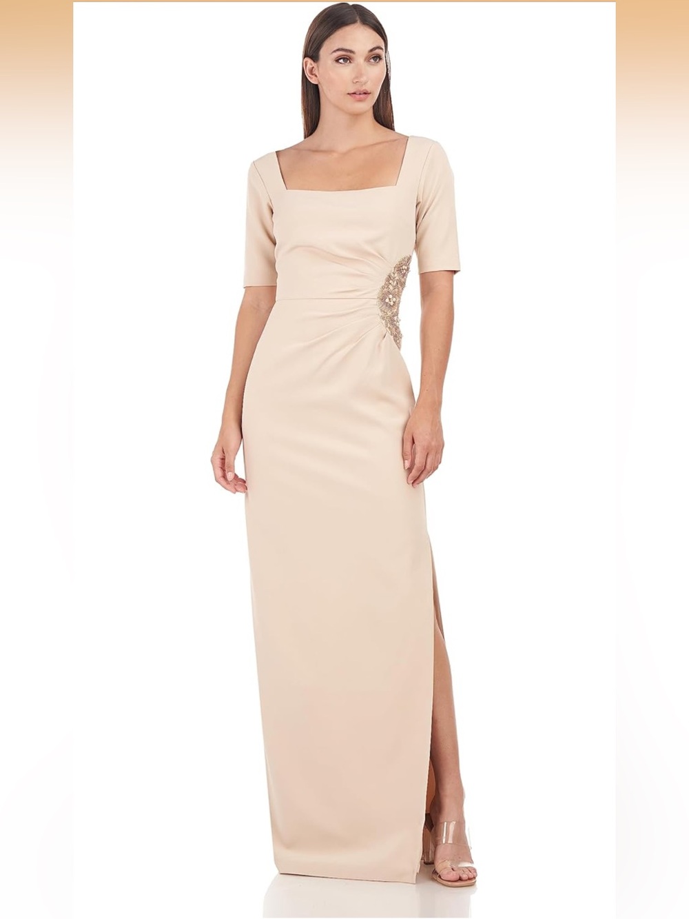 Square-Neck Evening Gown
